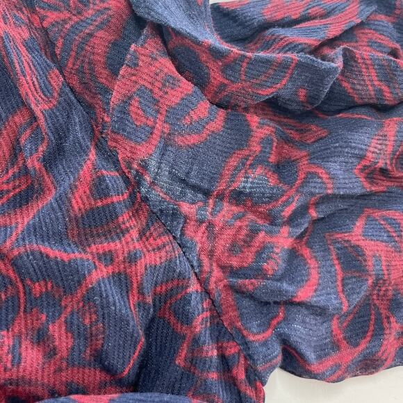 Jason Wu Dress Womens 6 Blue Red Floral Chiffon Shirt Collared Midi Tie Neck - Picture 12 of 12